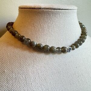 Bijoux Beaucoup Labradorite Gemstone Choker Necklace –‎ Toggle Clasp 14.5"